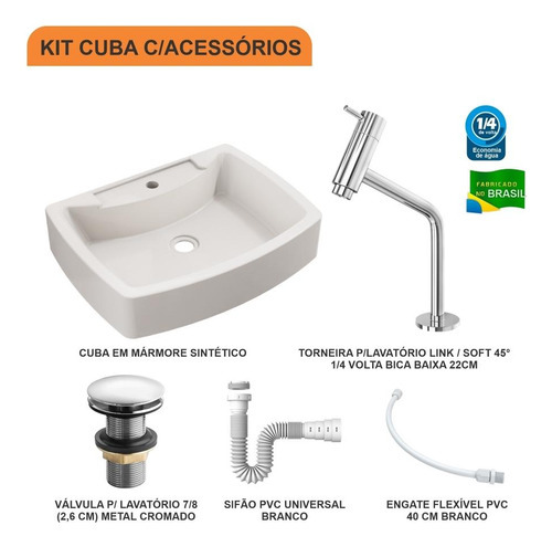 Cuba Banheiro Rt50 C/torn 1060 E Válv Click V3+sifão E Flex Cor Bege