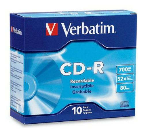 Disco Cd-r Grabable De Marca, 10 Discos, 700 Mb, 52 X 80 Min