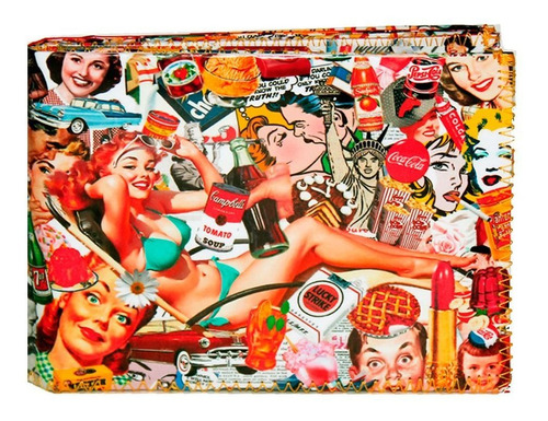 Billetera Mujer Vintage Pop Art Con Tarjetero