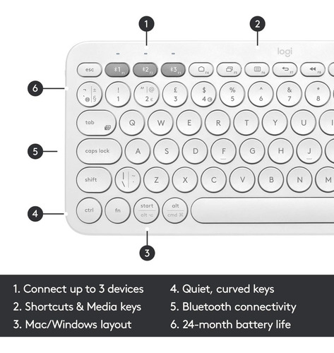 Teclado Bluetooth Logitech Pebble Keys 2 K380s Qwerty Blanco Blanco Español