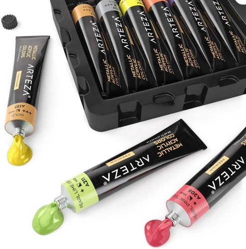 Pintura Acrilica Arteza Juego De 12 Colores / Tubos 22 Ml.