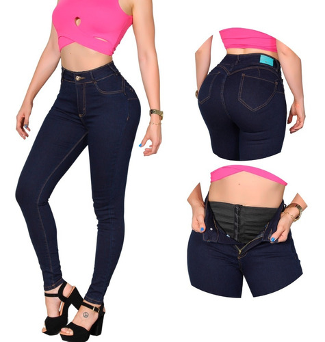 Calça Jeans Modeladora Lipo Bojo Empina Bumbum Cinta Lycra