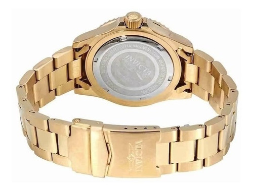 Reloj pulsera Invicta 26975 con correa de acero inoxidable color oro - fondo negro - bisel negro/oro