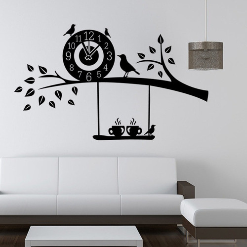 Vinilo Decorativo Reloj Tree Birds  