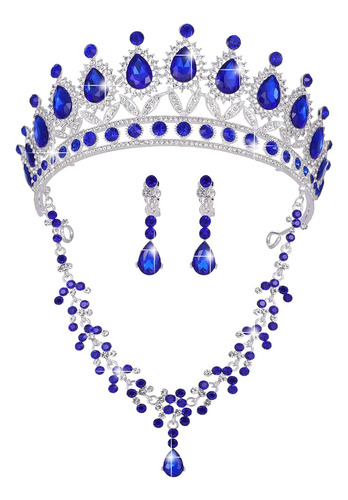 Geurlev Tiaras Y Coronas Para Mujeres, Collar De Pendientes 