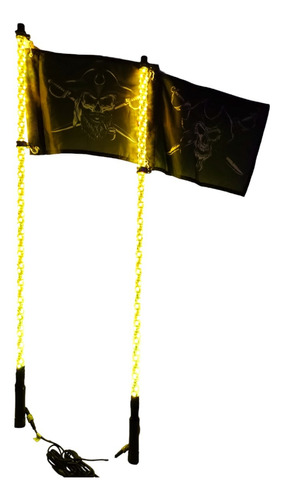 Antenas Gemelas Led Rgb 90 Cm Con Bandera Pirata Combinado