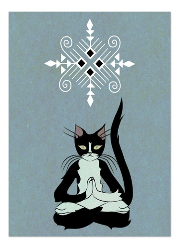 Poster Lámina Decorativa Gato Yoga Meditación