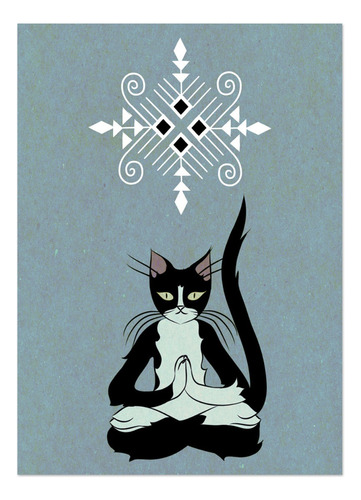 Imagen 1 de 1 de Poster Lámina Decorativa Gato Yoga Meditación