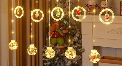 Imagen 2 de 6 de Serie De Luces Navideña Cascada De Esfera Con Santa 2 Pack