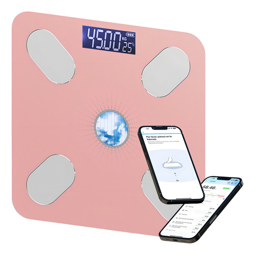 Báscula digital COMERCIOCO Báscula solar Báscula Inteligente rosa, hasta 180 kg 127V