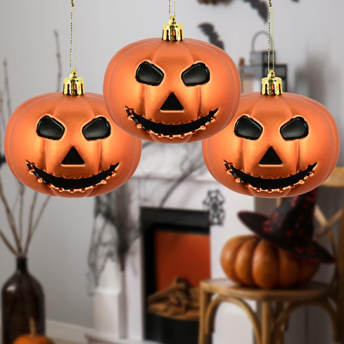 3 Piezas De Decoraciones De Calabaza Colgantes Naranja Mate