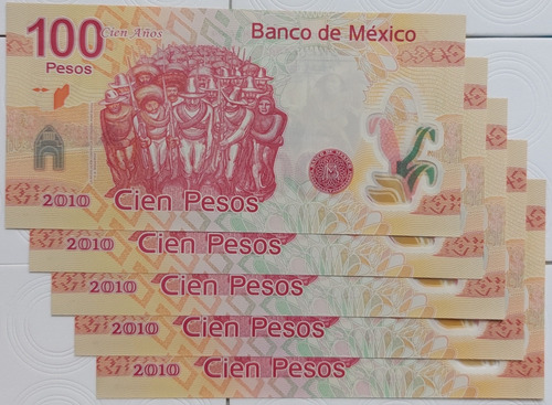 Billete De 100 Pesos Centenario Revolución Serie A 2010 Unc