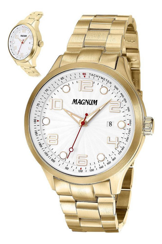 Relógio Magnum Masculino Ma35146h Aço Dourado 46mm Analógico