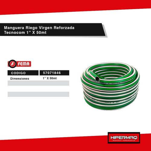 Imagen 2 de 7 de Manguera Riego Virgen Reforzada Tecnocom 1 Pulgada X 50mt