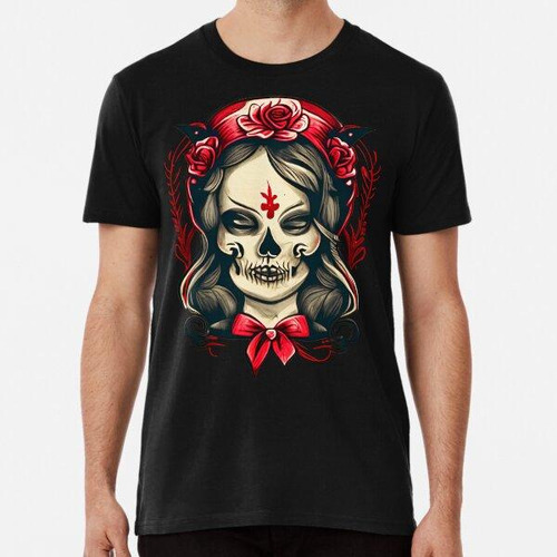 Remera Skull Girl 03 Vector Tattoo Woman Algodon Premium