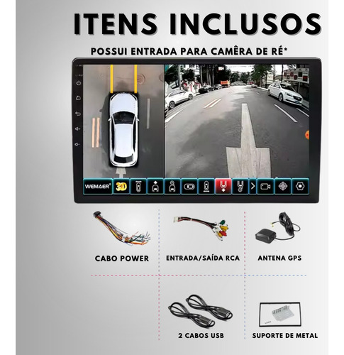 Multimidia Carplay Android -auto 7pol Qled 2gb-32gb