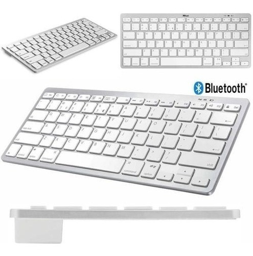 Teclado Sem Fio Bluetooth Universal Pc Smartphone Console Cor de teclado Branco