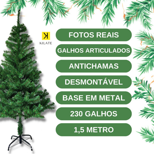 Arvore De Natal 1,5 Metro Tradicional Pinheiro 230 Galhos