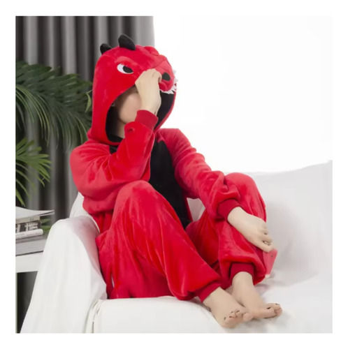 Pijama Mameluco Dinosaurio Rex Rojo Cosplay Disfraz Adulto