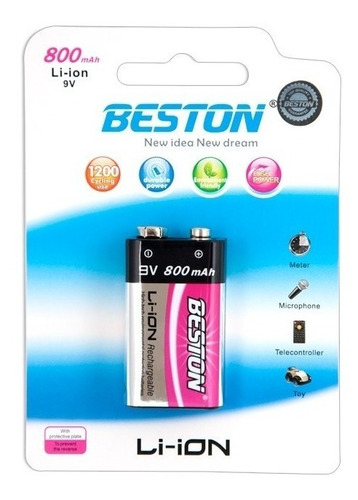 Bateria Pila Recargable 9v Voltios Beston 800mah Cuadrada