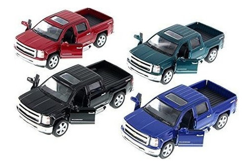 Camioneta Pick-up Chevy Silverado 2014, Set Of 4 - Kinsmart