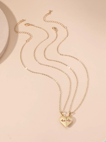 Collar Cadena Gargantilla Choker Con Iman Corazon Compromiso Color Dorado