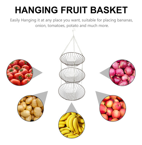 Cesta Colgante Para Frutas, Cesta Colgante Multicapa, 3 Nive