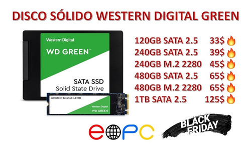 Imagen 1 de 4 de Disco Solido Ssd 120gb 250gb 500gb 1tb 2.5 M2 Wd Green Blue