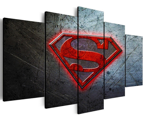 Cuadros Decorativos Superman Logo 5 Partes
