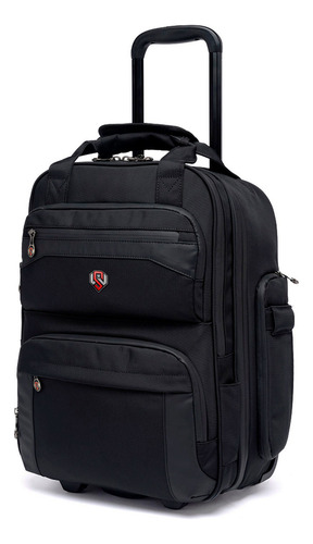 Mochila Executiva De Rodinhas Espaçosa Trabalho Notebook Cor Preto Desenho do tecido Liso