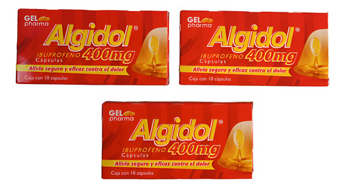 Algidol Ibuprofeno De 400 Mg Caja Con 10 Cap Pack De 3cajas
