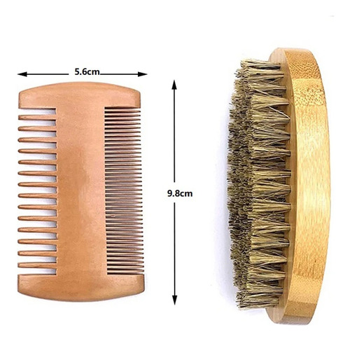 Kit Cuidado Barba Bigote Cepillo Peine Y Tonico Bergamota