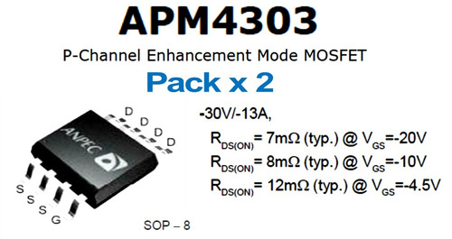 Apm4303 Apm 4303 Mosfet Sop8 Canal P -30v, - 13a  Pack X 2