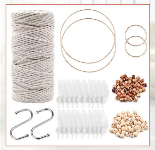 Kit Para Macramé + 100 Metros De Algodón Torcido 3mm
