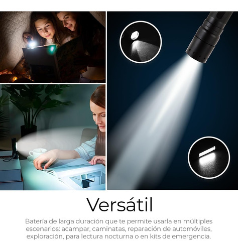 Lampara Tactica Recargable Led 2000l Con Zoom Y Linterna 5pc