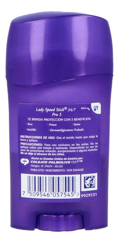 Lady Speed Stick Desodorante Pro -5 Barra Con 45 G