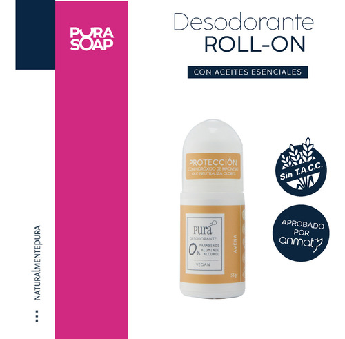 Desodorante Natural Sin Alcohol Ni Aluminio Avena y Neutro X2