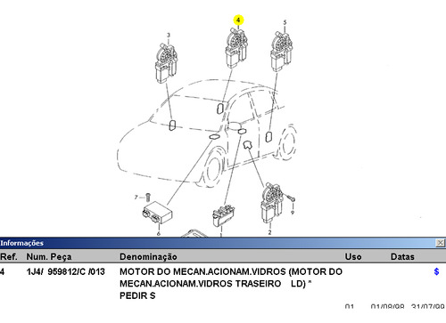 Motor Vidro Eletrico Tras Direito Golf 1j4959812c Original
