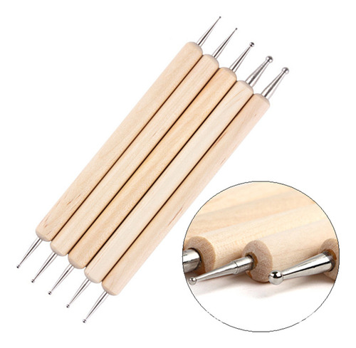 Puntero De Doble Punta De Decoracion Para Uñas Artes 5pcs