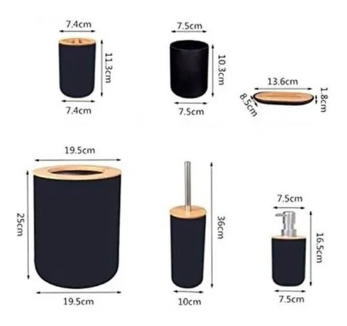Imagen 2 de 10 de Set De Baño Estilo Nórdico 6 Piezas Madera Y Plástico