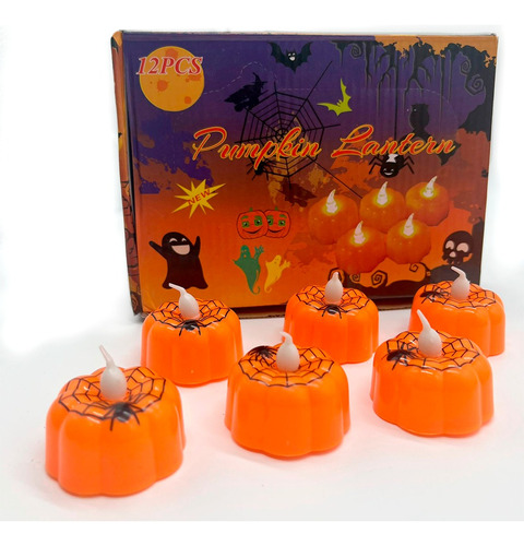 Luz De Té Sin Llama De Calabaza,12pcs Vela Led