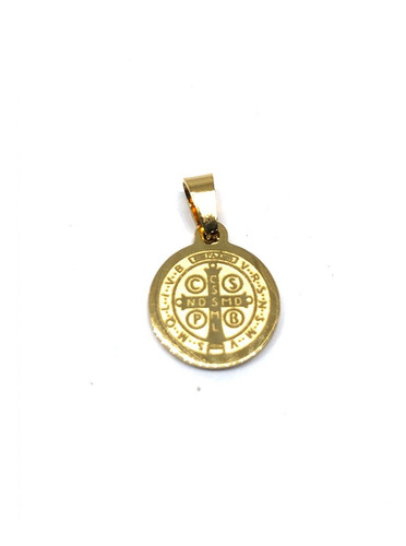 Imagen 2 de 3 de Medalla Acero Inoxidable Dorada San Benito 1.2 Cm