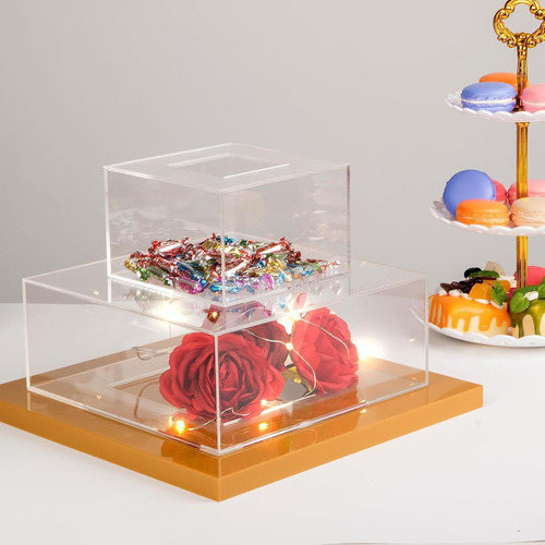 Caja De Presentación De Pastel Cuadrada, Soporte Para