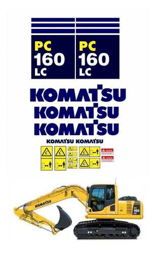 Adesivo Escavadeira Komatsu Pc160lc Pc 160lc Ca-00433 Mq Cor