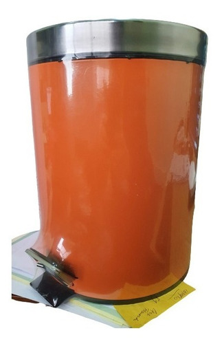Cubo Cesto Basura A Pedal Color Naranja Tapa Acero 5 Lts