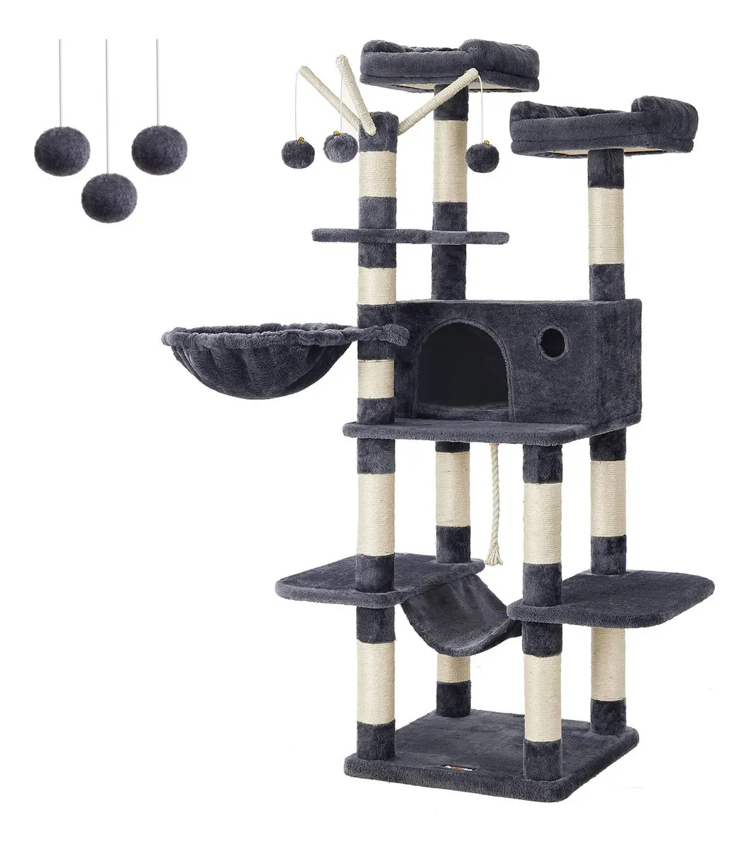 Feandrea Árbol Para Gatos, Torre Grande Para Gatos, 164 Cm Gris Oscuro