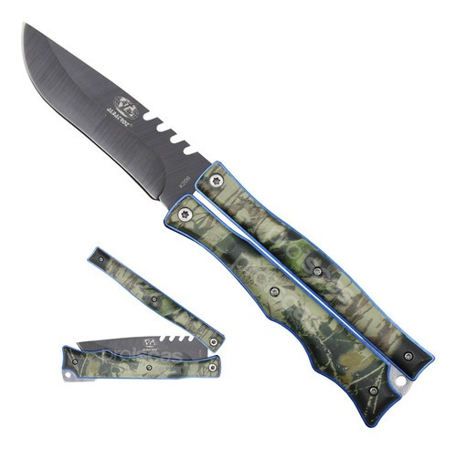 Canivete Albatroz K208 Aço Inox 21cm Com Bainha Para Cinto Cor Verde-Camuflado