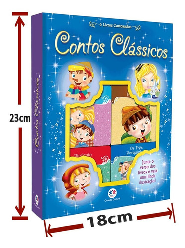 Box Contos Histórias Infantis Curtas 6 Minilivros Capa Dura