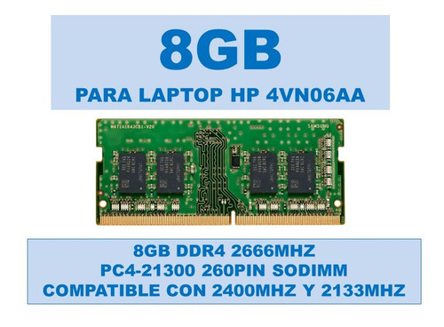 Memoria 4vn06aa 8gb Ddr4 2666mhz Pc4-21300 Portatiles Hp