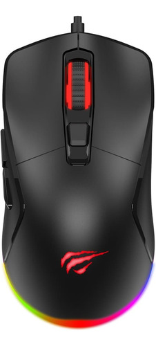 Ratón Havit Ms960 7200 Dpi para jugadores, 6 botones RGB, negro